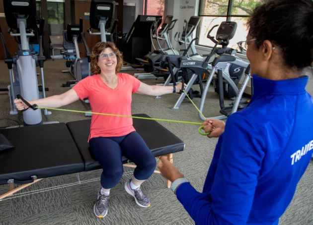 Woman and coach at Kaplen JCC on the Palisades, NJ.